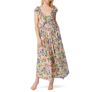 Hofmann Copenhagen Catharina Dress Maxi Floral Ruffle $394 Size 36 | US 4 Small